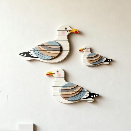 3Pcs/Set Wooden Sea Duck Wall Decoration Farmhouse Rustic Sea Bird Wall Art Sculpture Home Living Room Bathroom Wall Decorative Sign