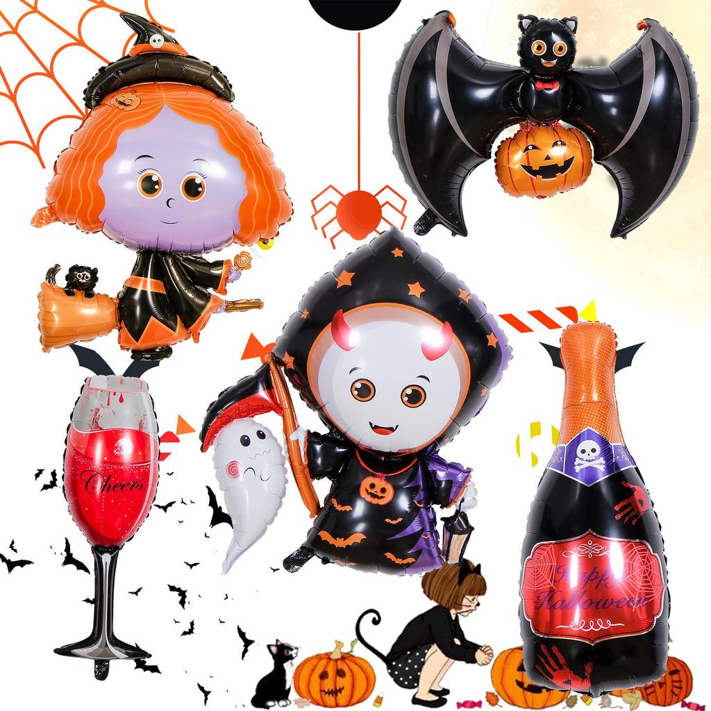 Aluminum Foil Balloons: Halloween Decorations with Ghosts, Skeletons, Pumpkins, and Bats