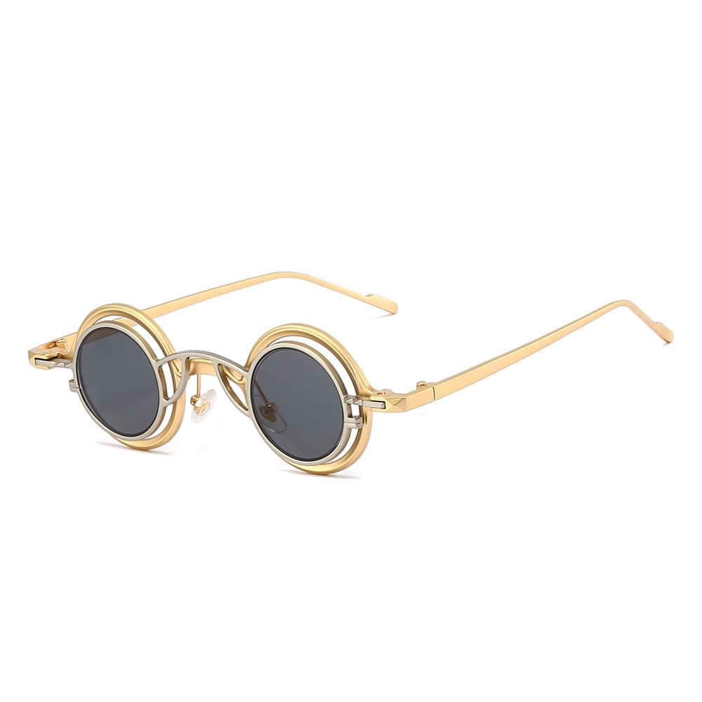 High Quality High End Designer Style Retro Trendy Alloy Metal Round Shaped For Both Male Men Female Sun Glasses