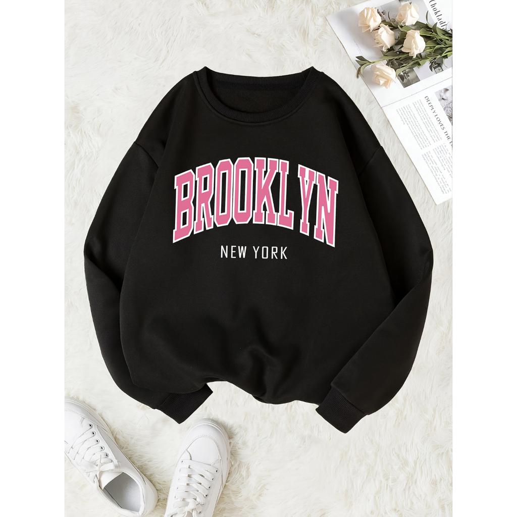 Свитшот-пуловер с принтом, повседневный свитшот с круглым вырезом и длинными рукавами, женская одежда на осень и зиму