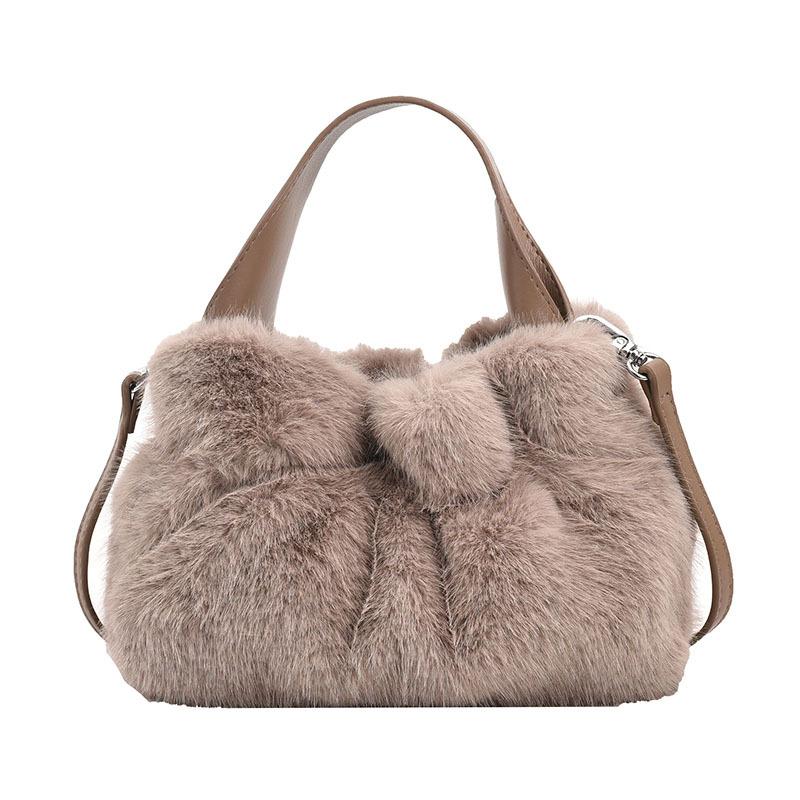 Furry Bag Women's Large-capacity New Fashion Shoulder Bag, Furry High-end Autumn Pleated Cloud Bag