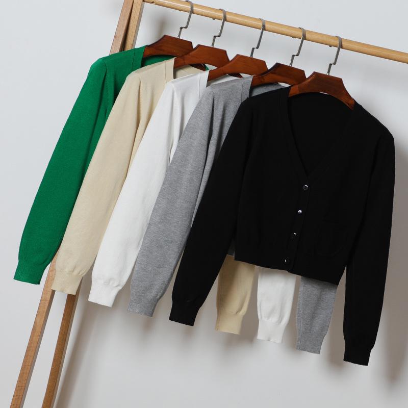 2022 Women's Slim-Fit Long-Sleeve Knit Cardigan Sweater - Spring/Autumn Fashion