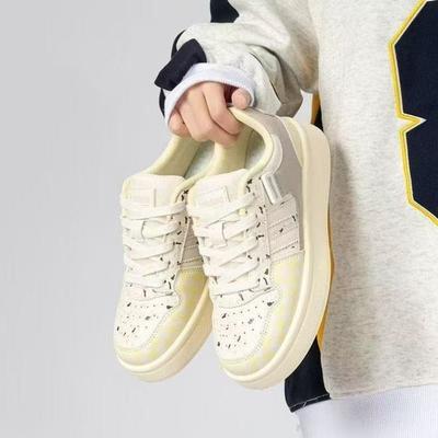 Пустынный ветер нишевый ретро сочетание цветов маленькие белые туфли женские новая осенняя тенденция дышащие повседневные универсальные кеды женские