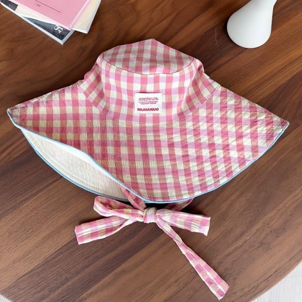 Корейский стиль шляпа рыбака универсальная шляпа от солнца с широкими полями новая клетчатая панама для летних путешествий