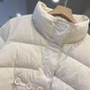 Легкая короткая куртка-пуховик для женщин с воротником-стойкой, три пуговицы, свободное повседневное пальто на белом утином пуху на осень-зиму