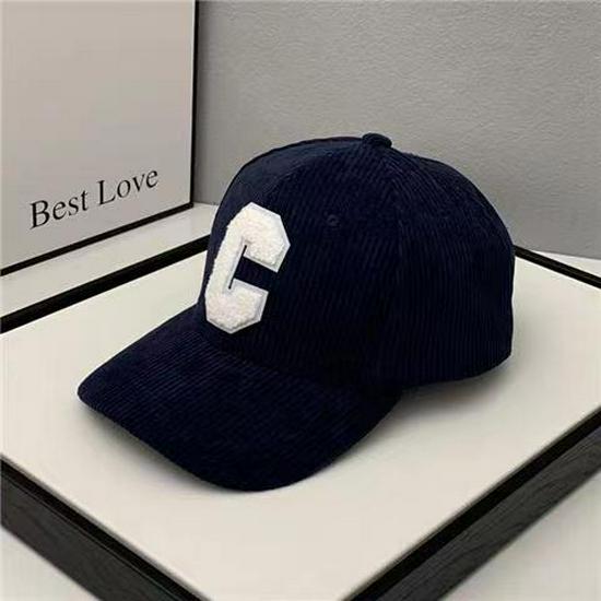 2024 Men's Autumn/Winter Corduroy Patchwork Baseball Cap with C Logo, Korean Style