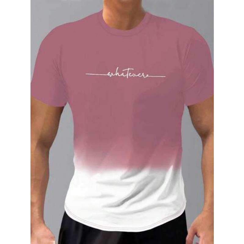 Летний топ с круглым вырезом и 3D-печатью с градиентными буквами, модные повседневные футболки с короткими рукавами для мужчин