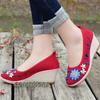 Fashion Spring Autumn New Ethnic Style Single Shoes Cloth Woman Embroidered Bowknot Women's Literary Ladies Wedges Heeled Shoes Comfort