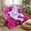 Tiger amidst roses 2 Theme blanket Lightweight Warm Flannel Blanket Decorative Throw Blanket for Home Decoration