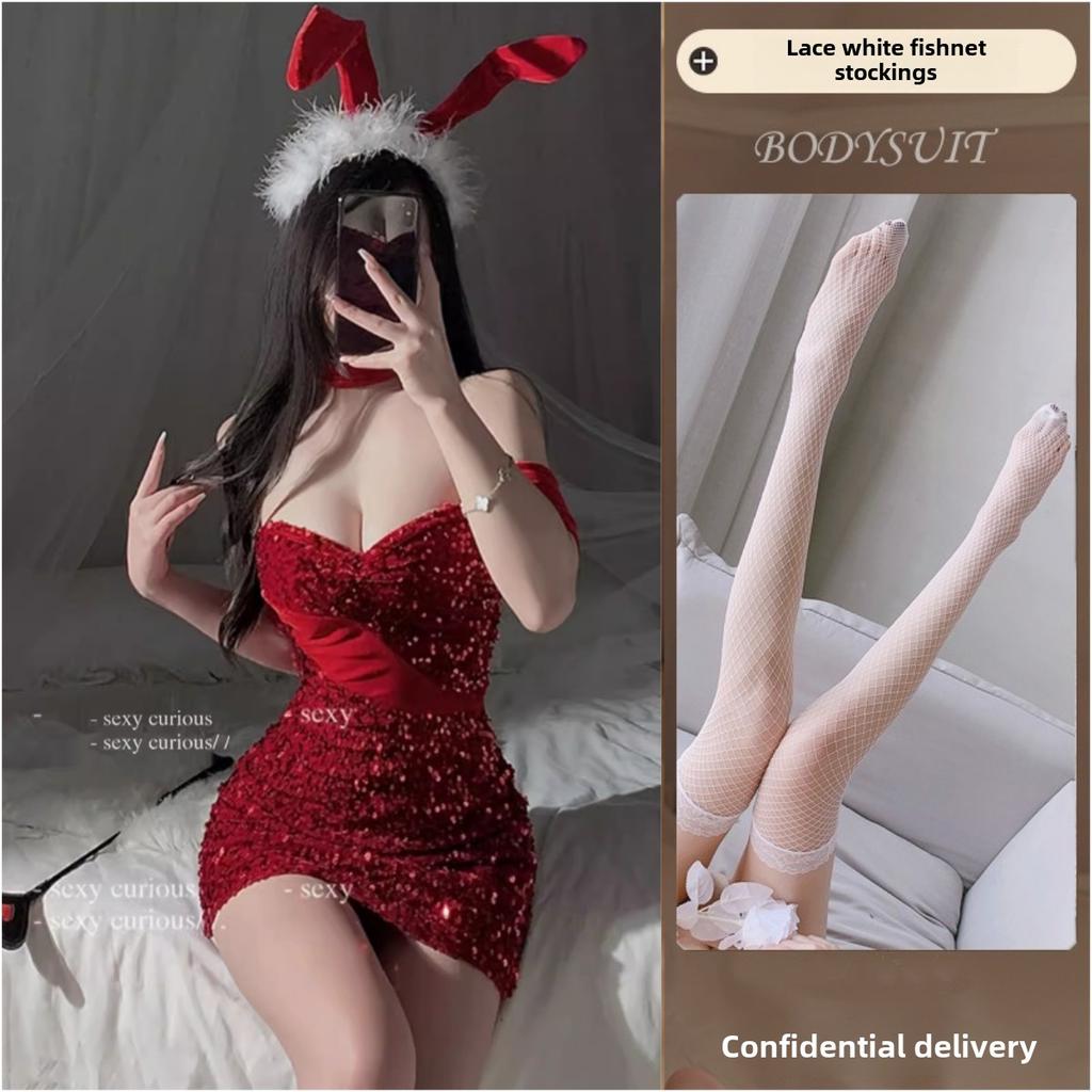 Sexy Christmas Lingerie Seduction Robe Uniform Suit Pajamas Sex Passion Winter Bunny