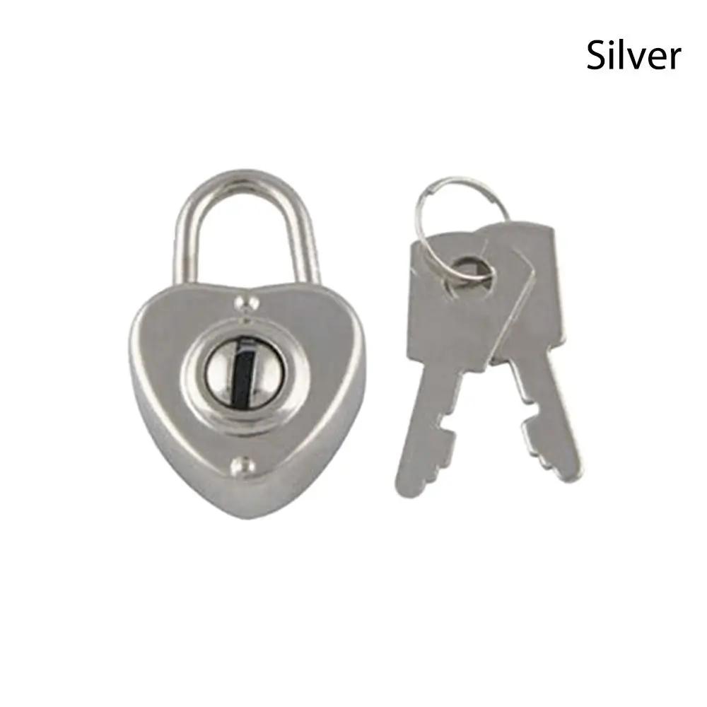 1Set Luggage Lock Archaize Padlocks Old Antique Vintage Style Heart Shaped Security Key Lock Portable Mini Journal Book Lock