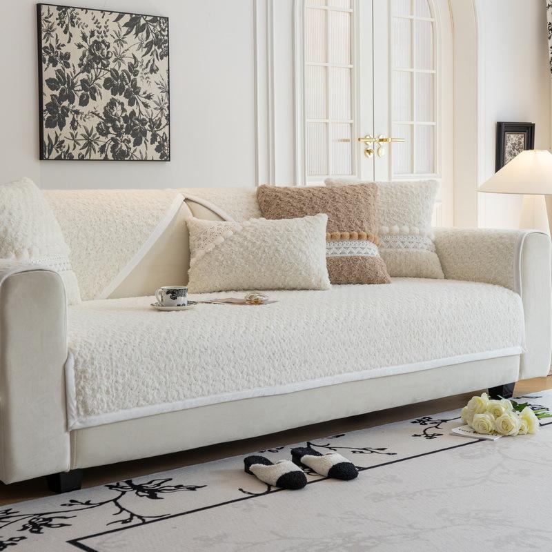 Cream Wind Plush Sofa Cushion, Universal In All Seasons, Non-Slip Seat Cushion, Light French All-Inclusive Leather, Sofa Cover, Towel Cover Cloth