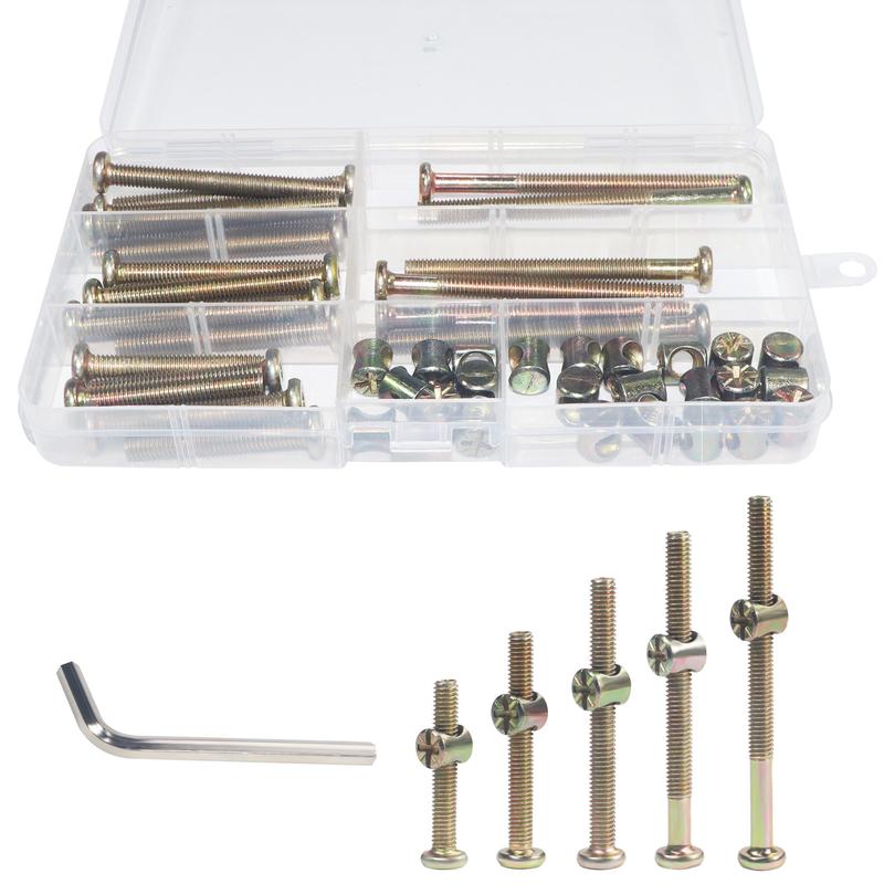 Socket Head Screws,24 Set M6 Bolts And Nuts Kit, M6 X 40mm/ 50mm/ 60mm/ 70mm/ 80mm ,Crib Screws Hardware Replacement Kit