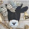 Cow Print Door Sign Cow Head Door Wreath Welcome Front Door Hanger Sign for Farmhouse Wall Home Holiday Decoration