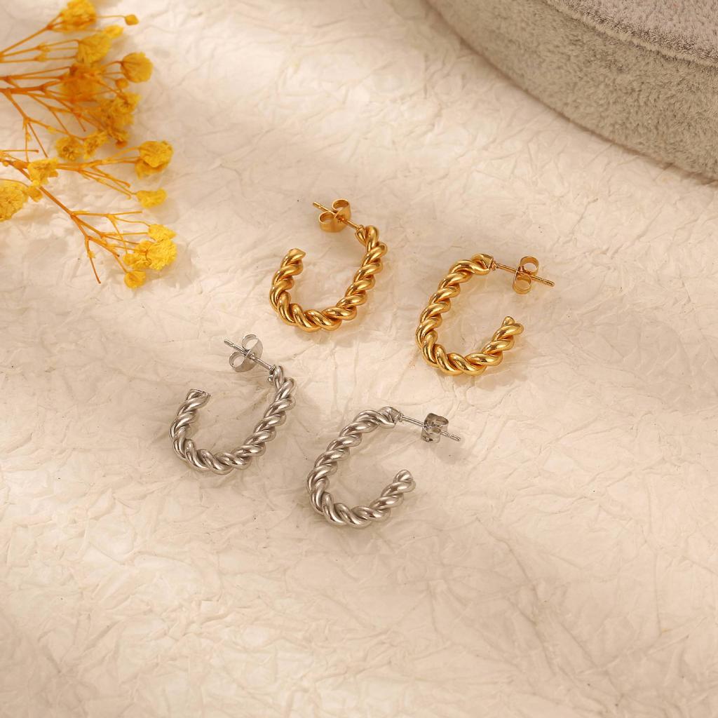 Серьги-гвоздики, серьги в стиле ретро Twist, серьги классического дизайна Light, женский стиль Spot