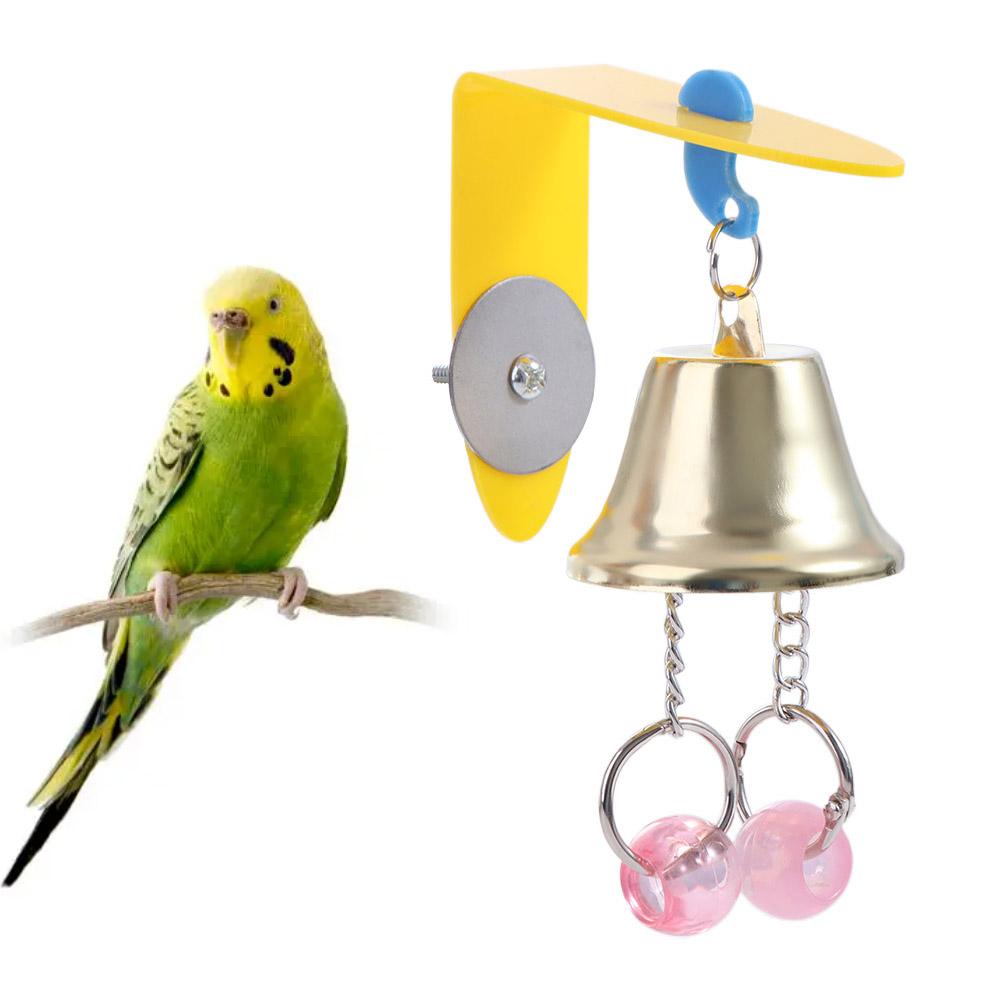 Hanging Parrot Bell Toys Acrylic/Metal Bird Chew Toy for Parakeet Parrots