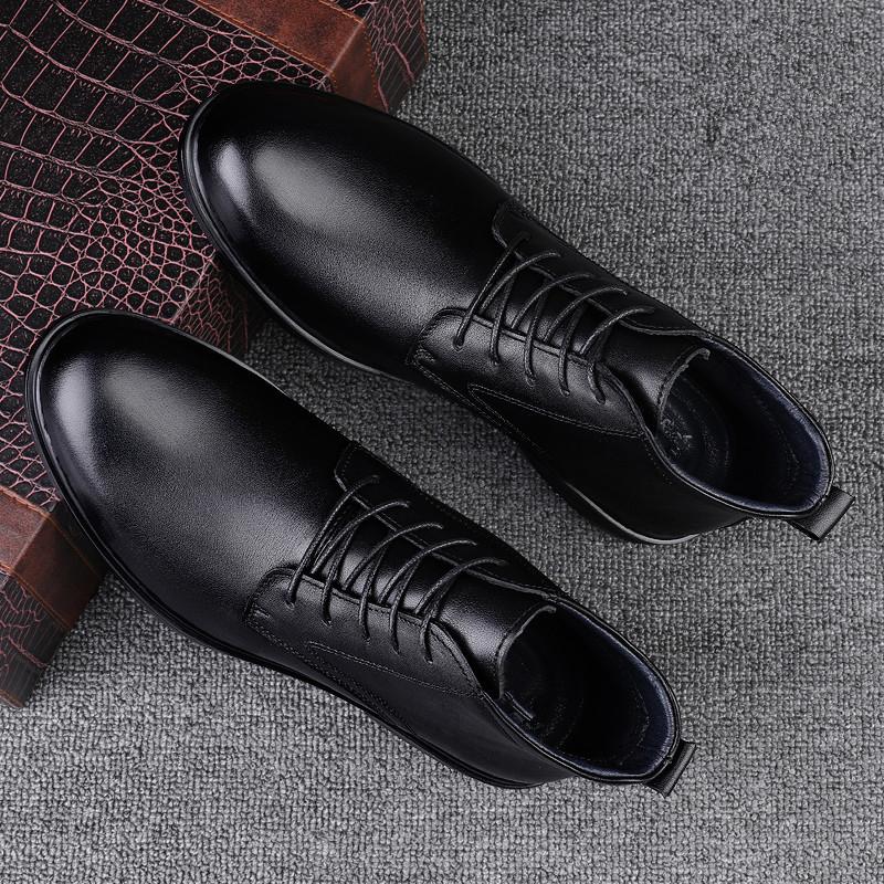 Горячая Распродажа Мужская обувь из натуральной кожи Высокие деловые ботинки Новые модные деловые ботильоны на шнуровке Мужские зимние теплые ботинки для снега