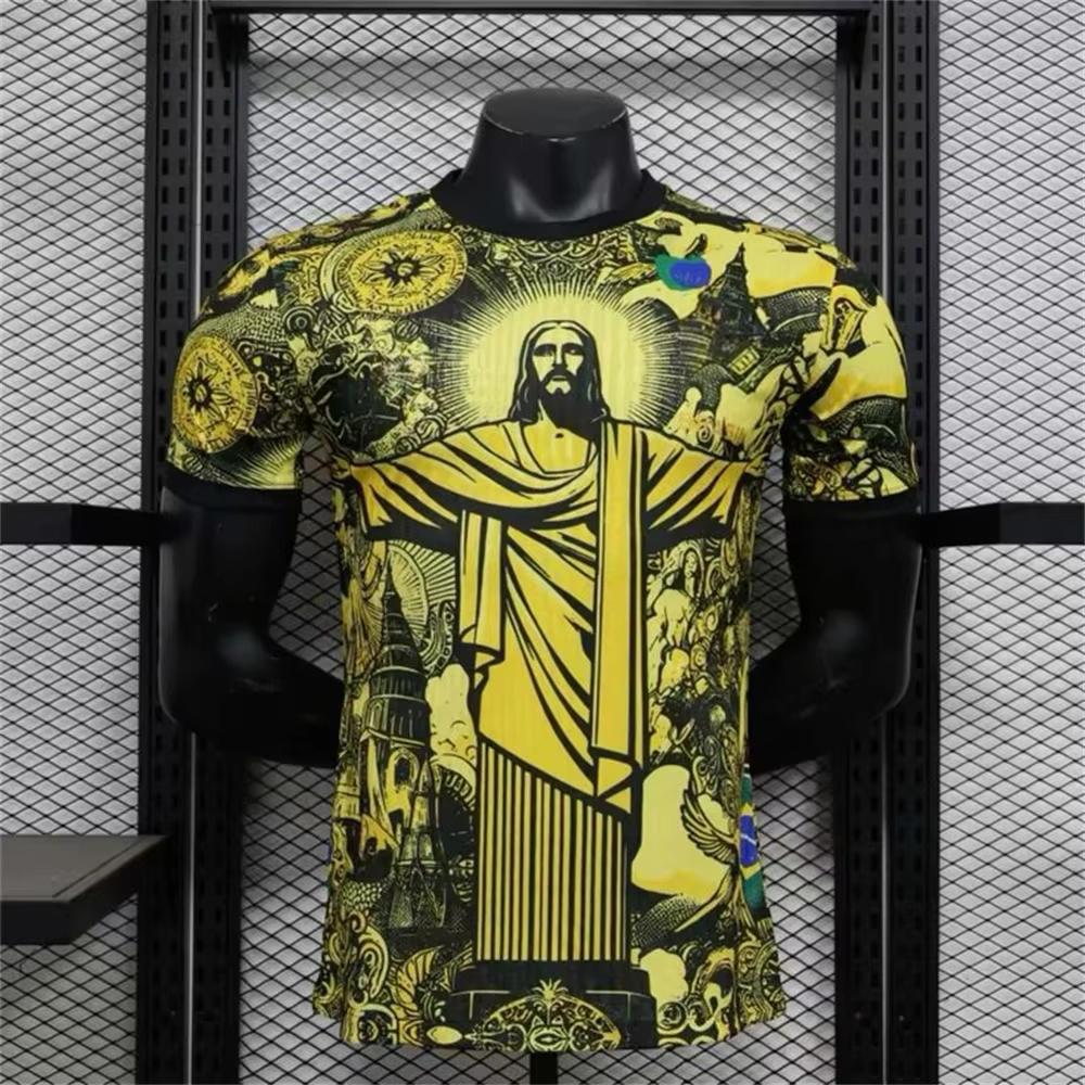 Unisex Brazil Christ The Redeemer 3D Print T‑Shirt Quick‑Dry Short Sleeve Football Streetwear Top Men Women