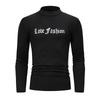 Men's Mock Turtleneck Shirt Autumn Winter Warm Long Sleeve Tee Casual Letter Print Top