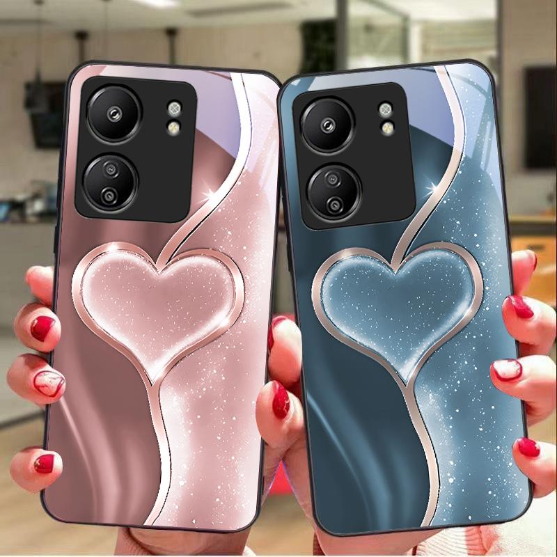 Постепенная Любовь Большая Для Xiaomi Redmi 13C Note13 12 Pro Plus 5G Note 9 13T Pro POCO X6 F5 F6 Черный Чехол для Телефона из Закаленного Стекла