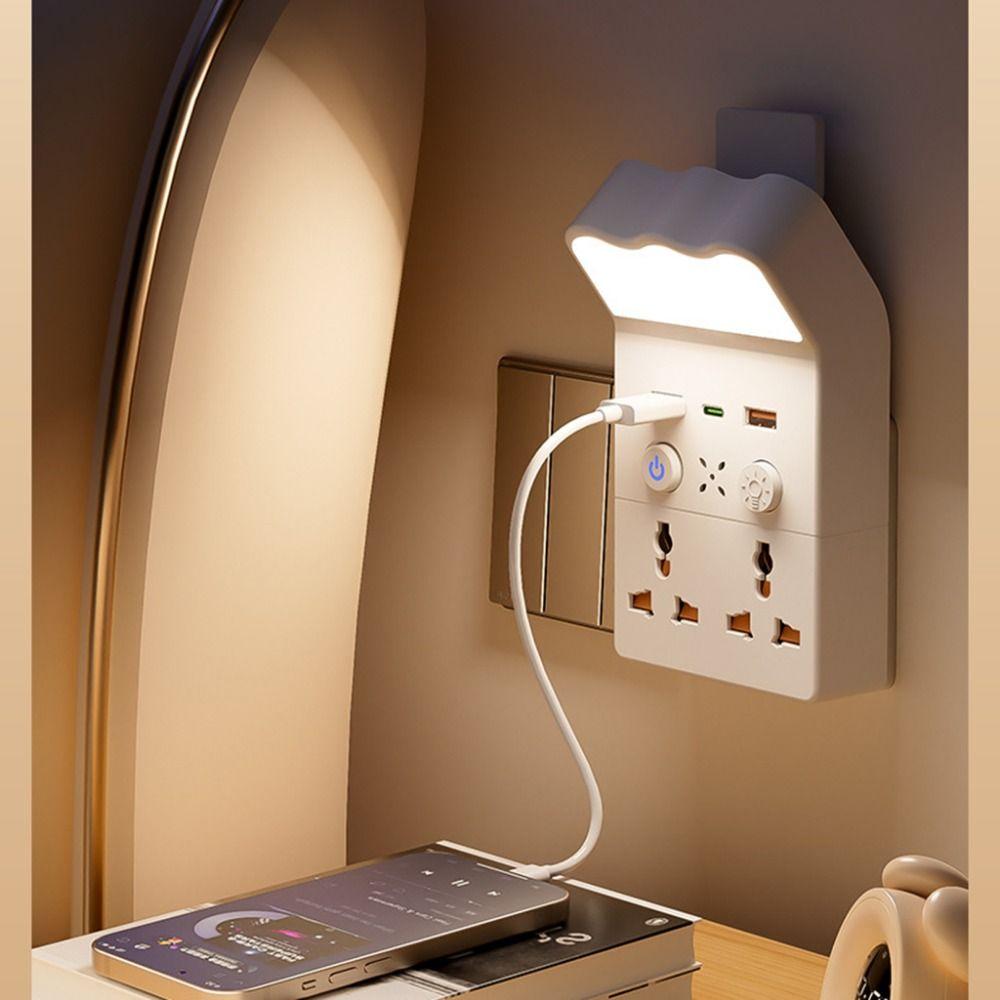 Universal Socket Plug in Night Light Warm White LED Outlet Power Strip Socket Wall Lamp  Dormitory