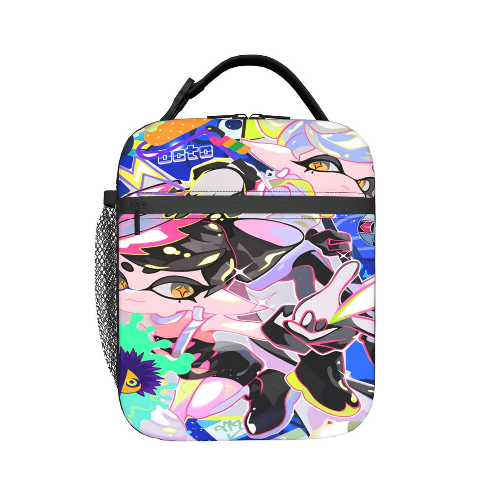 Splatoons Shoot Сумка для ланча Портативный ланч-бокс Детская школьная сумка-холодильник Веселая сумка-тоут из Оксфорда с термоизоляцией