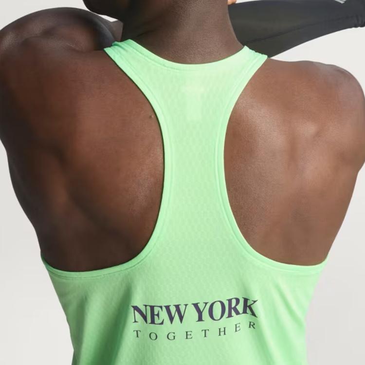 adidas Мужские майки Adizero Лайм Ослепительный цвет Круглый вырез Умеренный Racerback JY6999