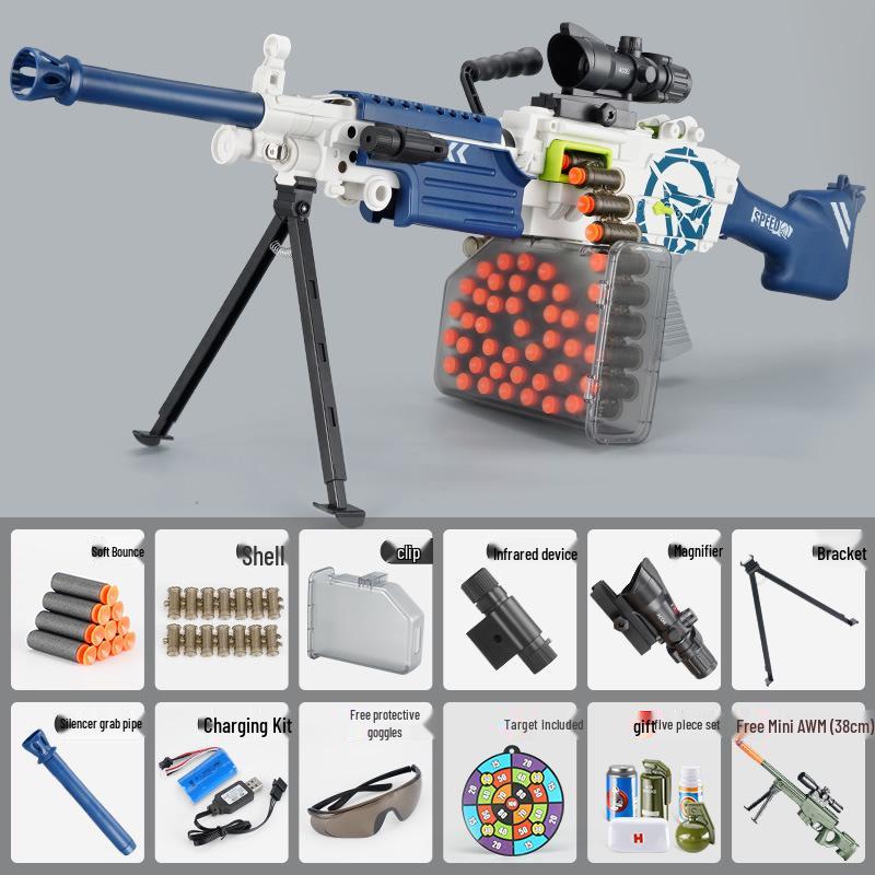 Электрический автомат Lehui M249 для детей - Полуавтоматический/Автоматический с непрерывной стрельбой и выбросом гильз