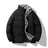Lapel Checkerboard Cotton-padded Clothes Men's Tide In Winter To Keep Out the Cold, Thickened Bag Clothes Men's Warm Cotton Clothes Tide