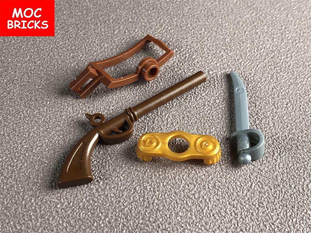Нетоксичные 6Наборов/Партия Moc Кирпичи Пиратский Мушкет с Замком Имперский Солдат Оружие Пистолет 2561 Образовательные Фигурки Блоки Детские Подарки Куклы
