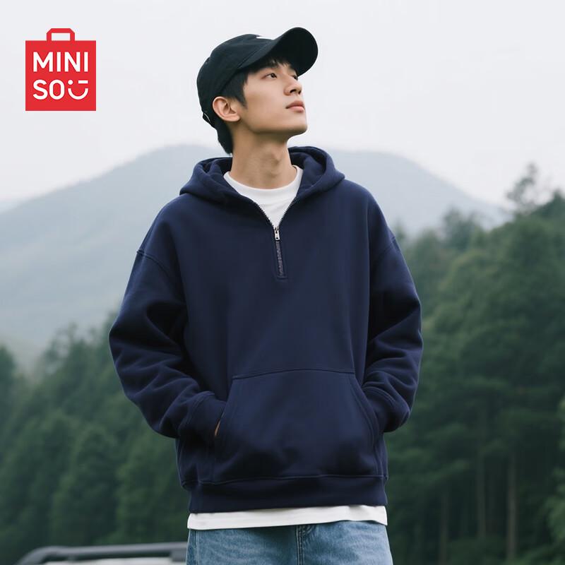 MINISO Men's American Style Half-Zip Hooded Sweatshirt