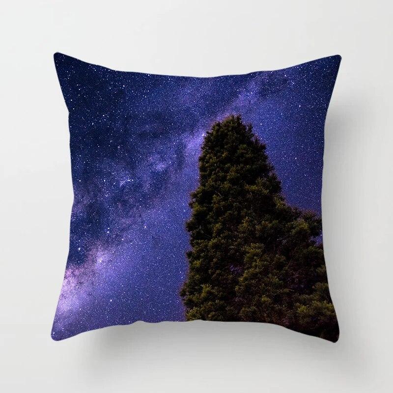 Красивое звездное небо с пейзажным принтом, наволочка, украшение для дивана, автомобильное офисное сиденье, чехол для подушки для комнаты и дома