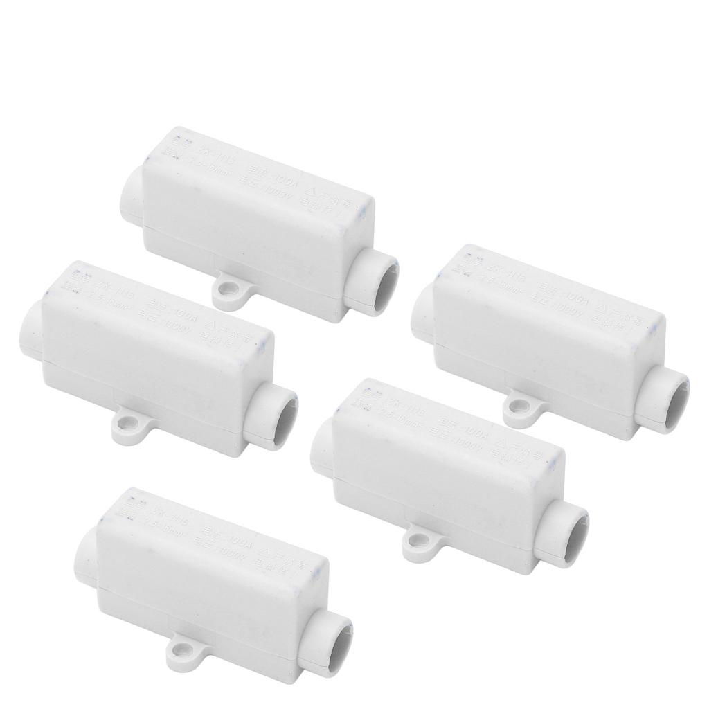 5Pcs Wire Connector Brass Conductor Double Screws ABS Shell Butt Wire Terminal Block 1000V 100A