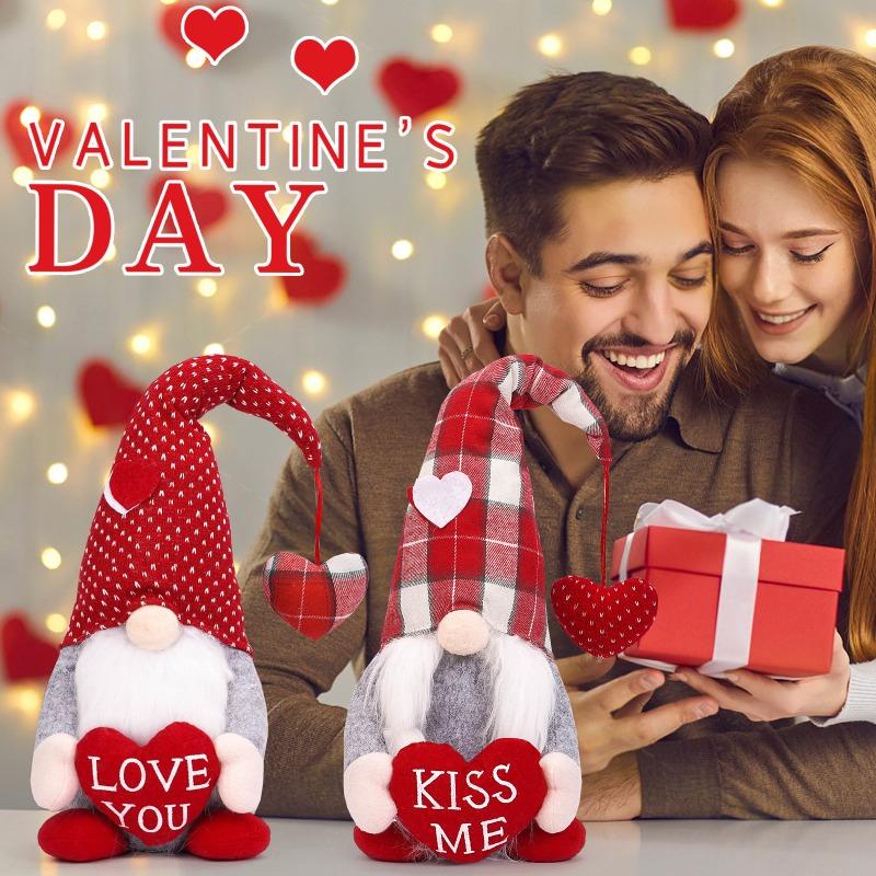 1 шт. Плюшевая кукла гном Безликий с подвеской в виде сердца Декор на День святого Валентина Домашнее украшение Подарок Красноносый гоблин Настольные украшения