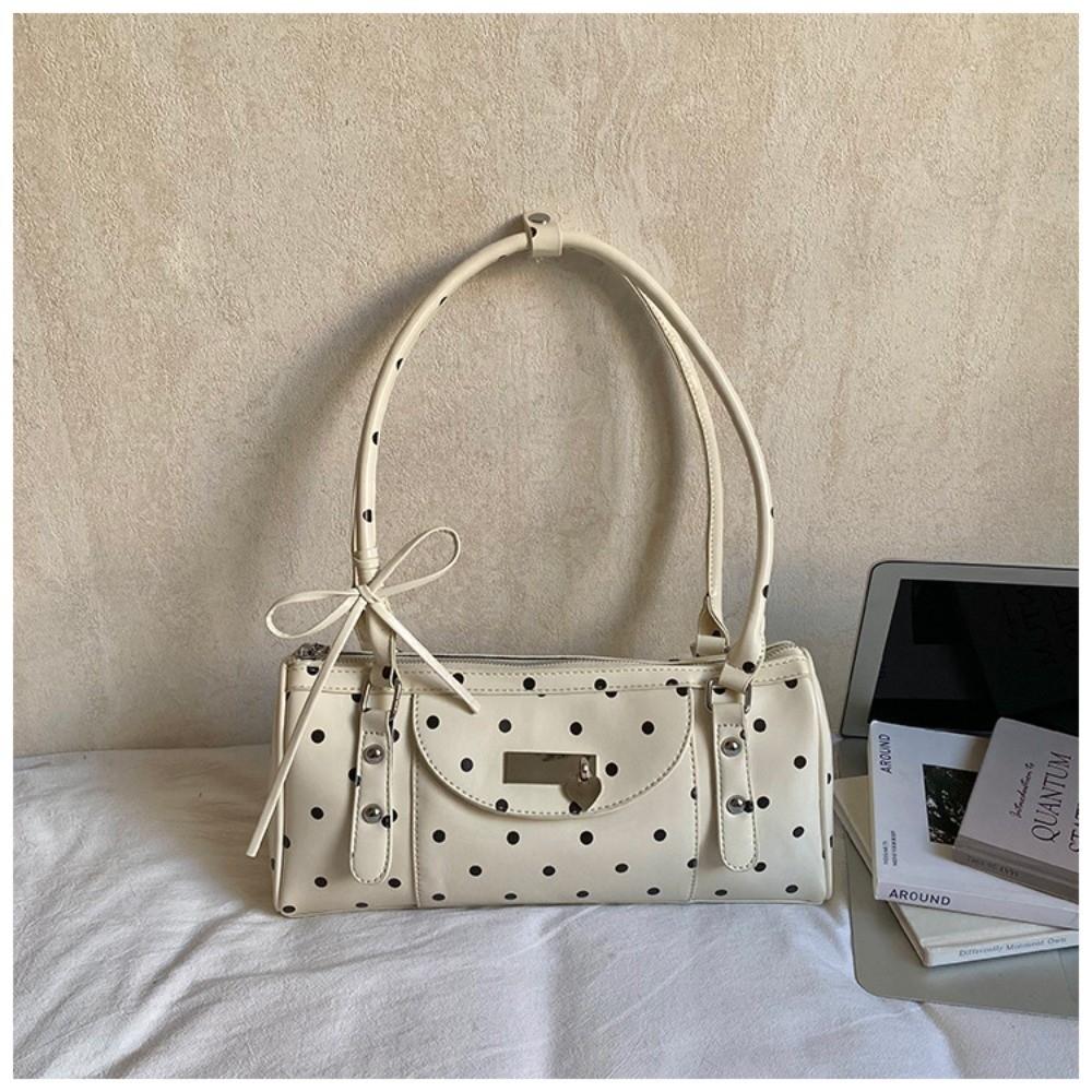 Sweet Polka Dots Design Shoulder Bags Large Capacity Zipper Tote Bag PU Leather Women's Handbag Women