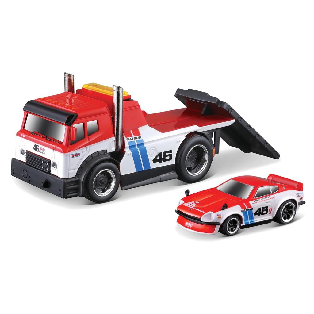 Масштаб Maisto Muscle Machines Muscle Transporter Литая модель автомобиля Datsun 240z BRE 1/64 (JDM Платформа/1972 - Красный/Белый 11553)