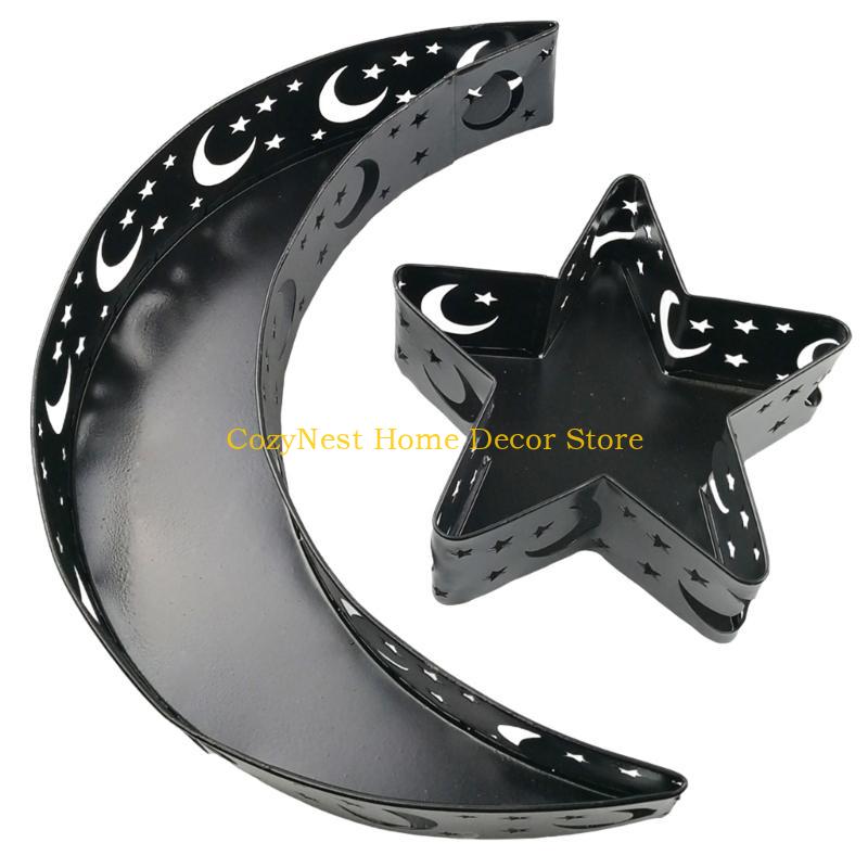 92MF Ramadans Eids Mubarak Moon and Star Snacks Tray Fruit Tray for Home Decoration and Special Event