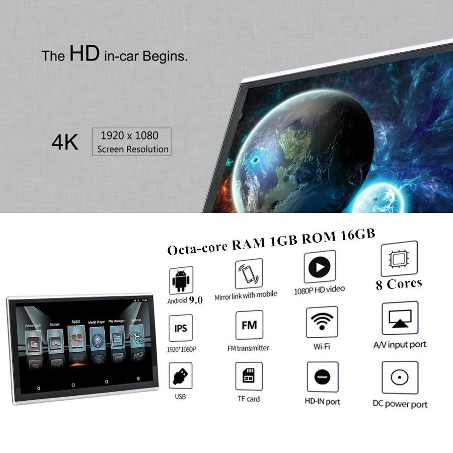 Пара 9-дюймовых HD 1080P Android 9.0 ОЗУ 1 ГБ ПЗУ 16 ГБ Восьмиядерный 1,5 ГГц AV Аудио Вход Mirror Link OBD TPMS FM Мониторы на подголовниках для задних сидений Сенсорный экран