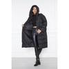 Женское черное длинное пуховик оверсайз с капюшоном