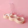 Cat Double Bowl Splash-proof Dual-use Automatic Water Feeder Drinking Basinanti-overturning Pet Dog Plate 1.8 L  Large Bottle