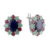 Silver Earrings with Natural Sapphire, Emerald, Ruby (2065197)