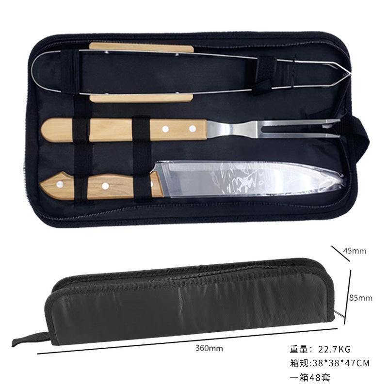 Инструменты для барбекю на открытом воздухе Набор инструментов для барбекю из нержавеющей стали Тканевая сумка Вилка Лопатка Зажим и Щетка для барбекю Палочки