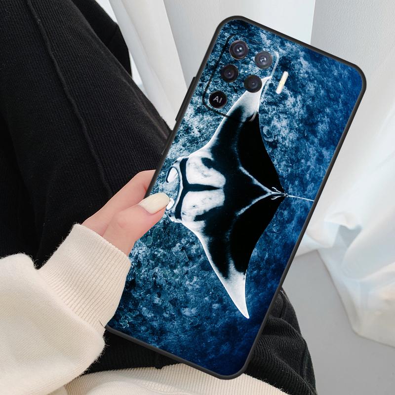 Animal Manta Ray Case For Oppo A96 A76 A16 A60 A98 A58 A78 A18 A38 A80 A40 A77 A57 A17 A74 A54 A94 A15 A5 Pro