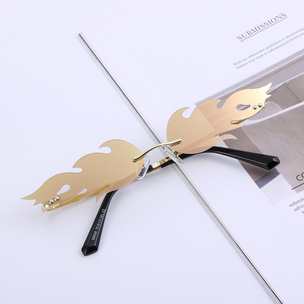 Streetwear Trending Eyewear Fire Flame Rimless Wave Sun Glasses Fashion Sunglasses