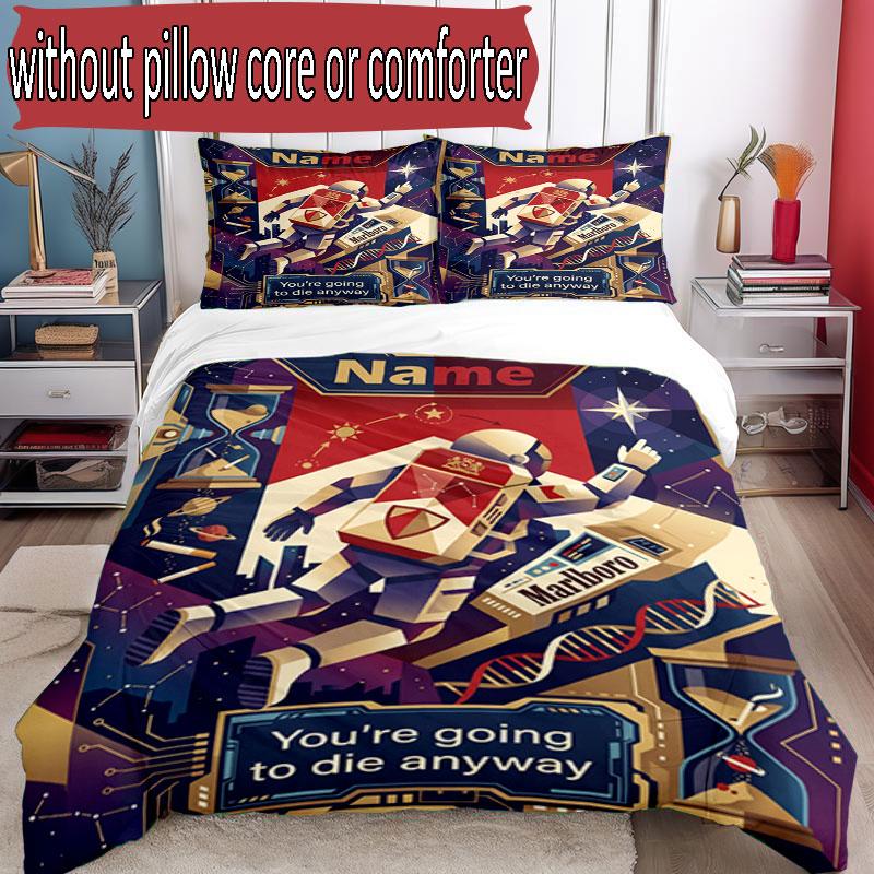 3pcs Duvet Cover Set (1*Duvet Cover + 2*Pillowcase, Without Core), Custom Name Transformers Pattern Bedding Set, Home Bedroom Decor Gift