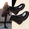 2025 New Black Martin Boots Women's British Style Velvet Cotton Boots Versatile Platform Locomotive Short Boots Spring and Autumn Single Boots