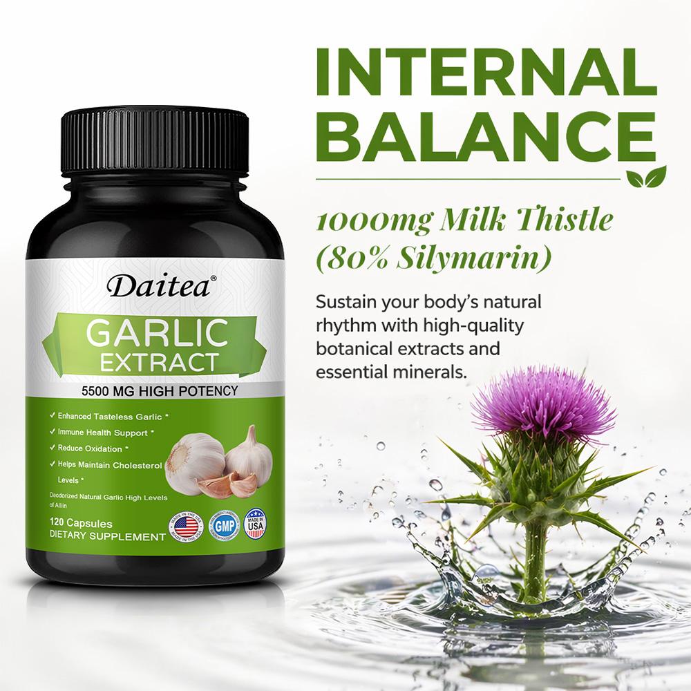 Odorless Garlic Extract 5500mg High Potency Capsules for Immune and Antioxidant Support