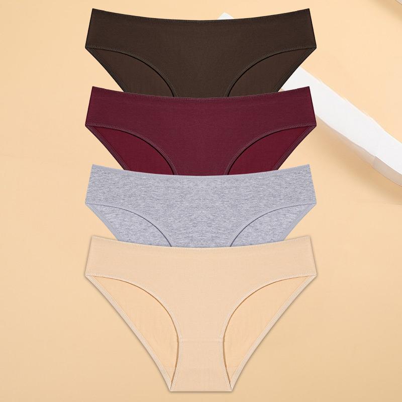 4 шт./компл. с низкой талией, сексуальные женские трусики, хлопковые трусы для женщин, однотонные трусы, нижнее белье, трусики для девочек, мягкое нижнее белье