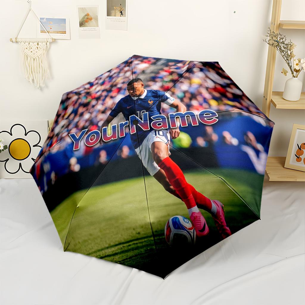 Mbappe Customized Name Umbrella Automatic Umbrella Folding Umbrella with 8 Ribs Sturdy Construction Perfect for Outdoor Adventures Outdoor Accessory