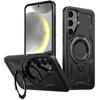 For Samsung Galaxy S24 FE Magnetic Case Military Protection PC+TPU Kickstand Phone Cover
